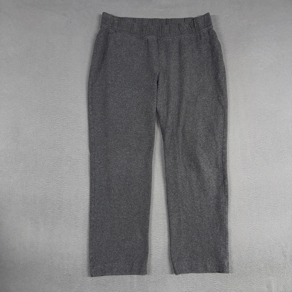 Lands End Pants Womens 2X Grey Starfish Straight Leg Knit Elastic Waist Casual